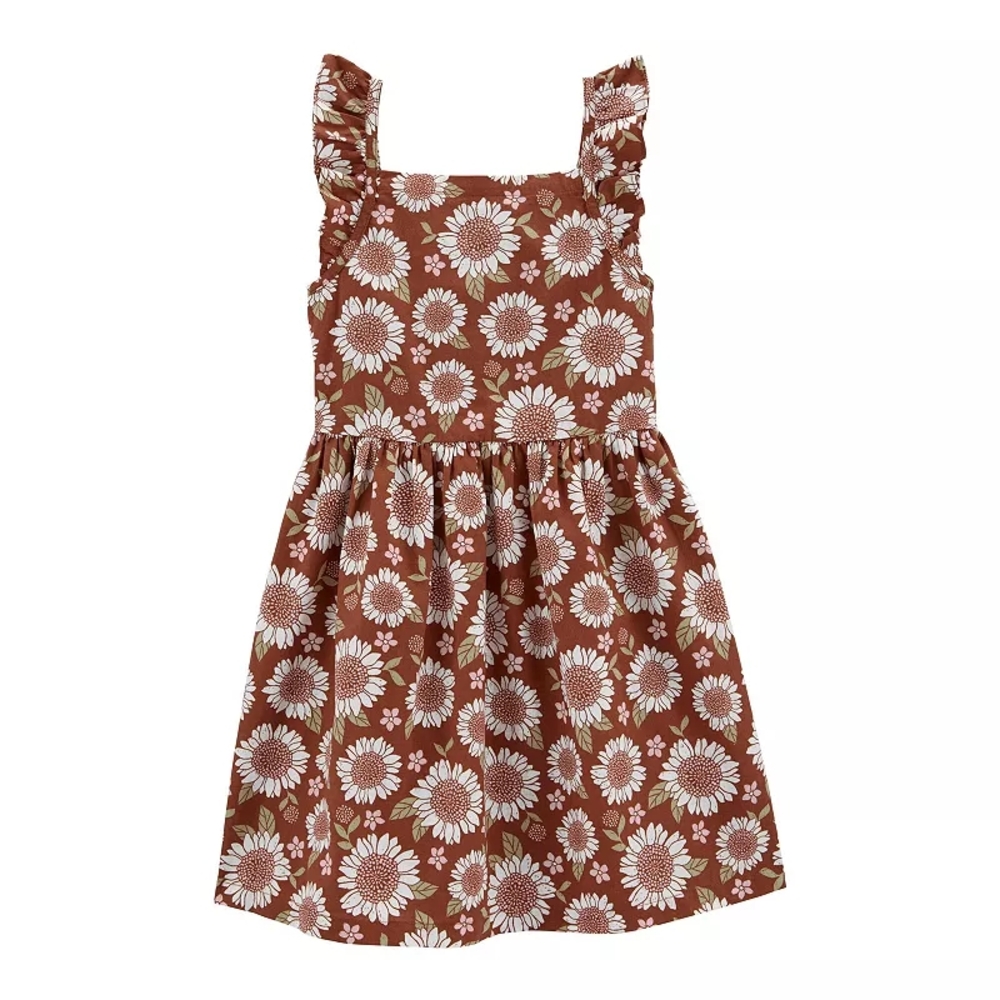 Carter's Floral Print Kids Dress - Brown Fall Dress Thanksgiving Outfit